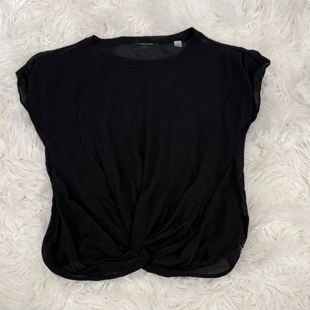 Tahari Black Knotted Blouse